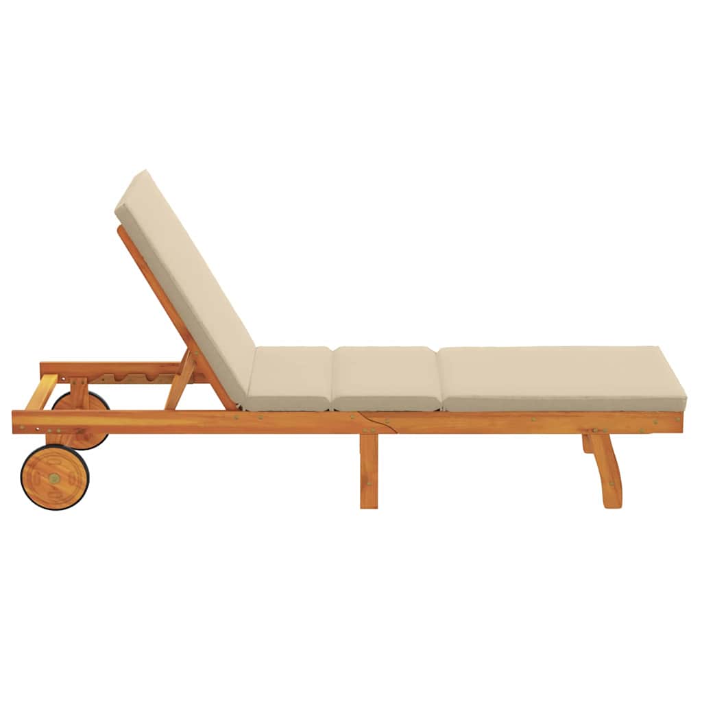Solstol med pude Brun 63 x 199 x 85cm Massivt akacietræ