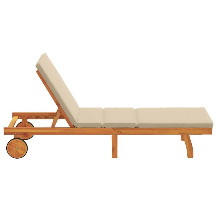 Solstol med pude Brun 63 x 199 x 85cm Massivt akacietræ