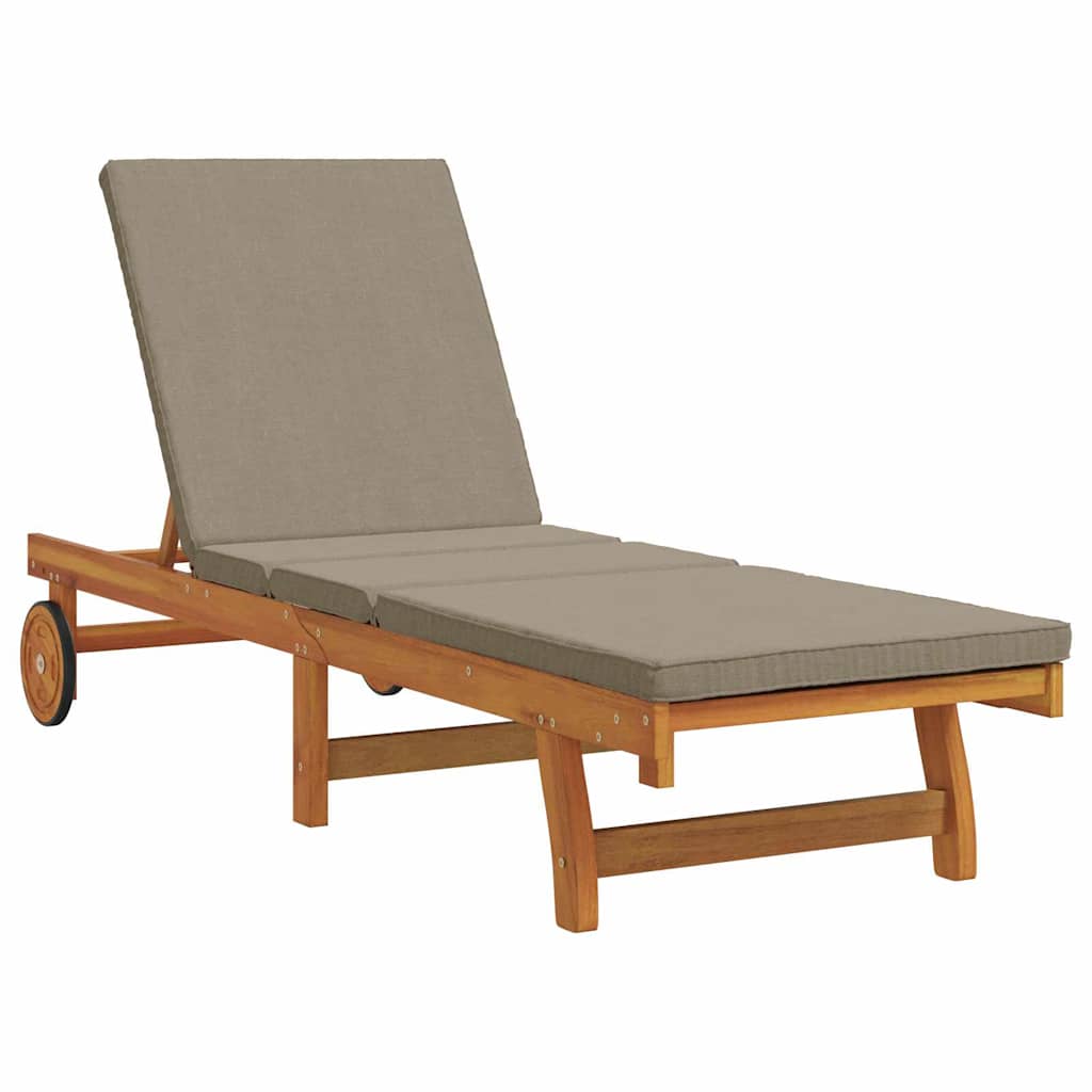 Solstol med pude Brun 63 x 199 x 85cm Massivt akacietræ