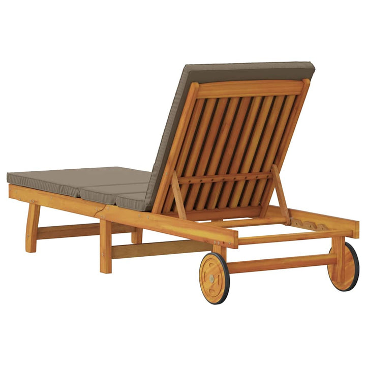 Solstol med pude Brun 63 x 199 x 85cm Massivt akacietræ