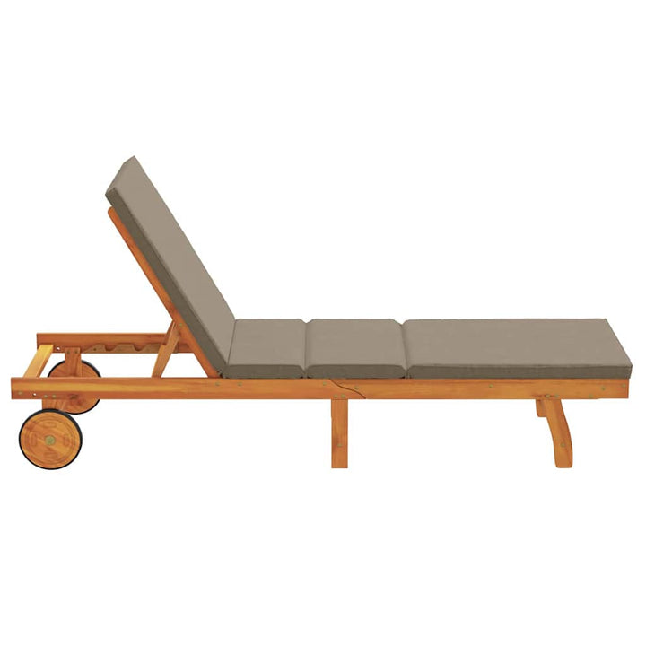 Solstol med pude Brun 63 x 199 x 85cm Massivt akacietræ