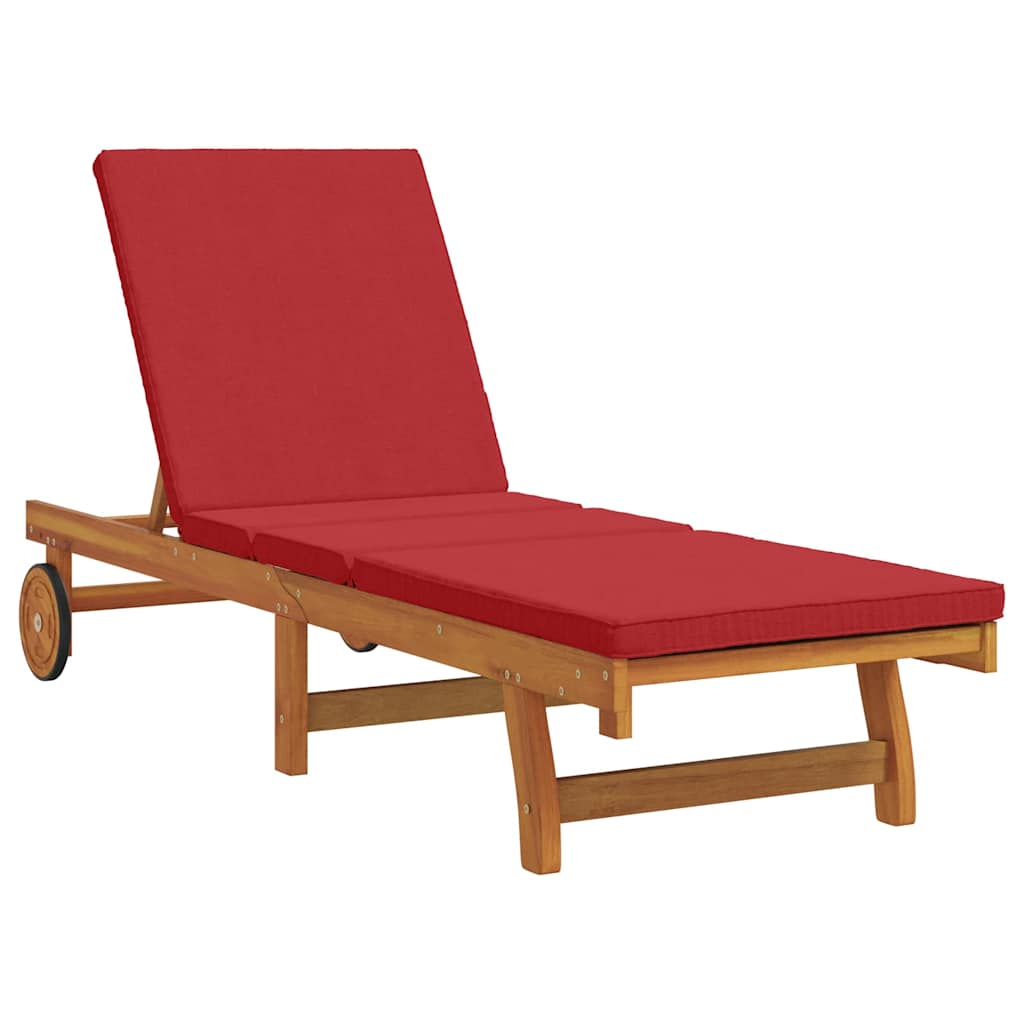 Solstol med pude Brun 63 x 199 x 85cm Massivt akacietræ