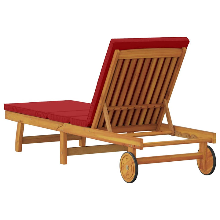 Solstol med pude Brun 63 x 199 x 85cm Massivt akacietræ