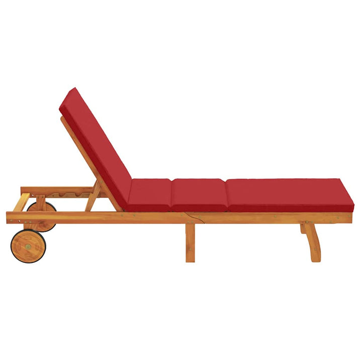 Solstol med pude Brun 63 x 199 x 85cm Massivt akacietræ