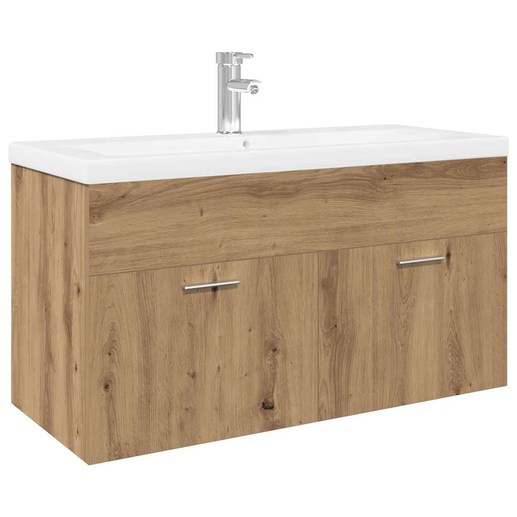Vaskeskab med indbygget vask Håndværks eg Engineered Wood