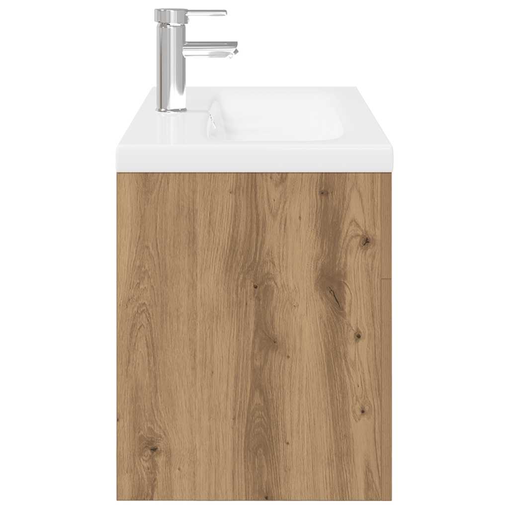 Vaskeskab med indbygget vask Håndværks eg Engineered Wood
