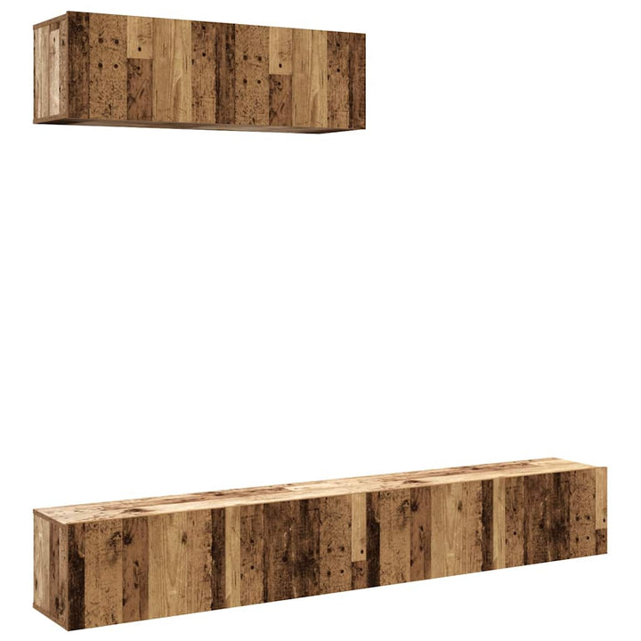 væghængte tv-skabe 3 stk. 100x30x30 cm antikt træ