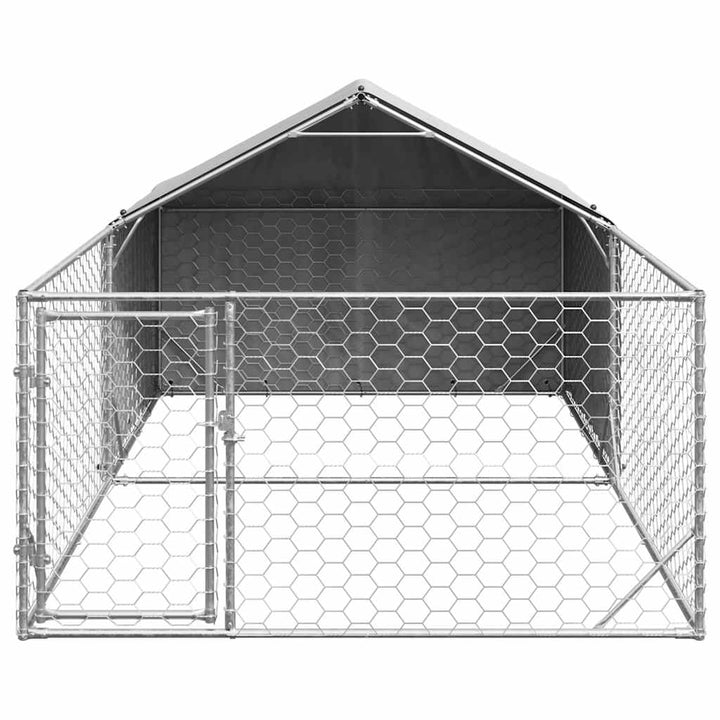 Udendørs hundegård med løbegård 5x2x1,5 m Galvaniseret stål