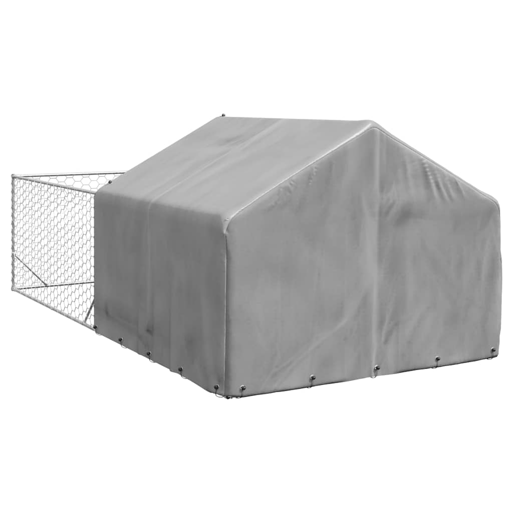 Udendørs hundegård med løbegård 5x2x1,5 m Galvaniseret stål