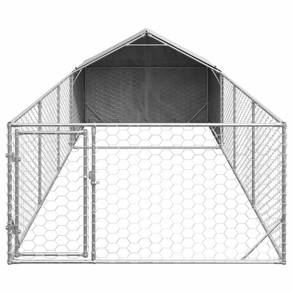 Udendørs hundegård med løbegård 7x2x1,5 m Galvaniseret stål