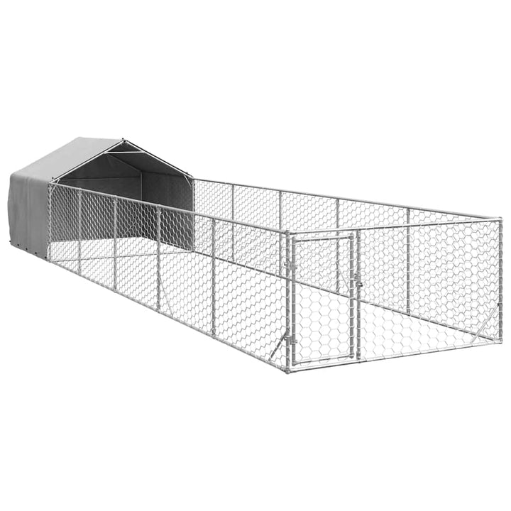 Udendørs hundegård med løbegård 8x2x1,5 m Galvaniseret stål
