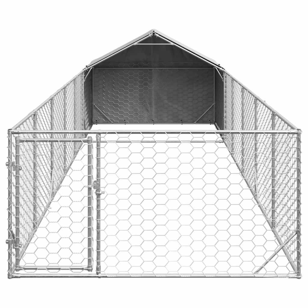 Udendørs hundegård med løbegård 8x2x1,5 m Galvaniseret stål