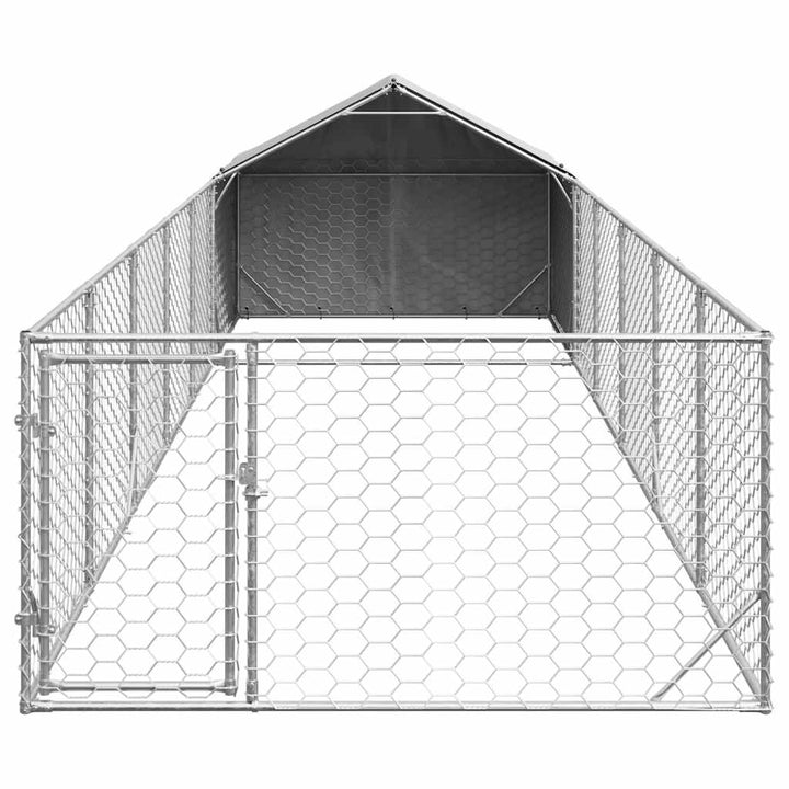 Udendørs hundegård med løbegård 8x2x1,5 m Galvaniseret stål