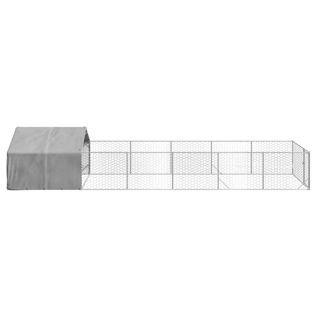 Udendørs hundegård med løbegård 8x2x1,5 m Galvaniseret stål