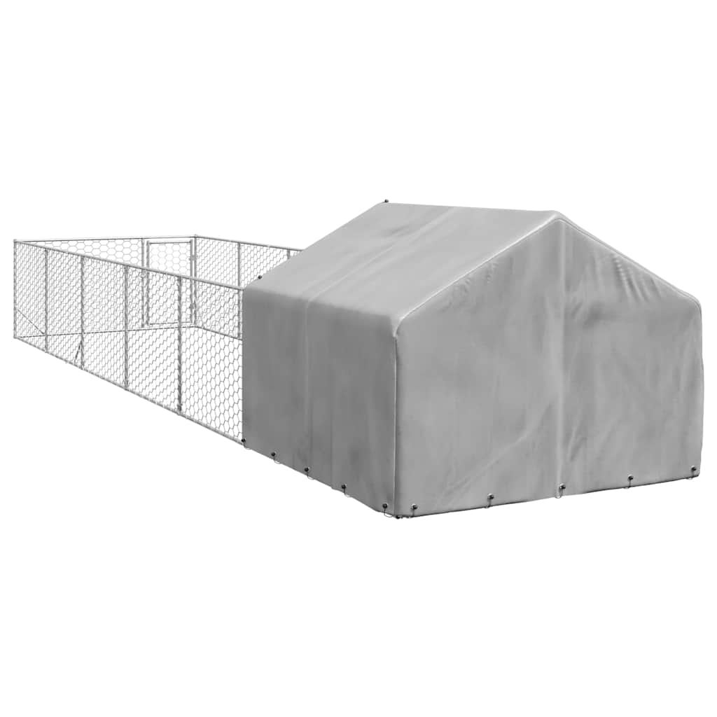 Udendørs hundegård med løbegård 8x2x1,5 m Galvaniseret stål
