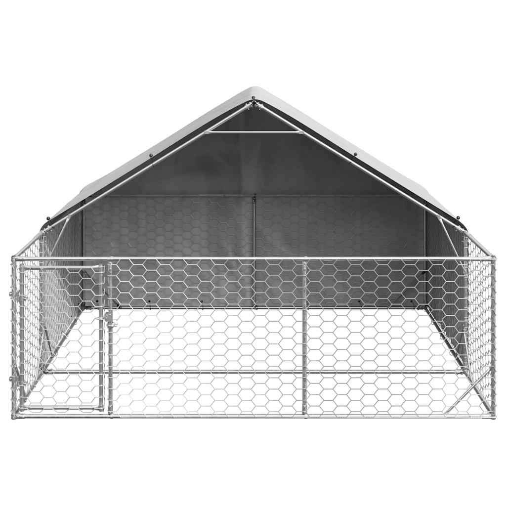 Udendørs hundegård med løbegård 3x3x1,9 m Galvaniseret stål