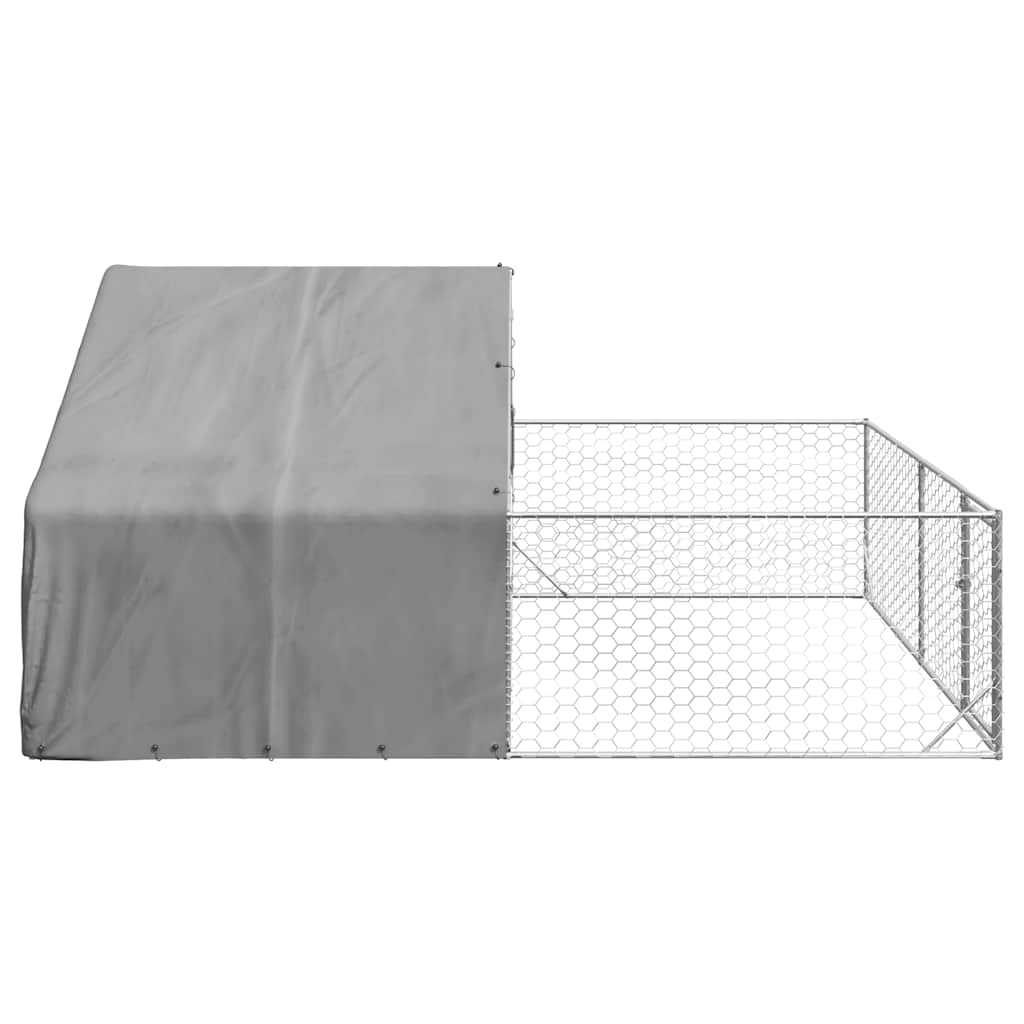 Udendørs hundegård med løbegård 5x3x1,9 m Galvaniseret stål