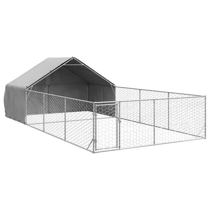Udendørs hundegård med løbegård 7x3x1,9 m Galvaniseret stål