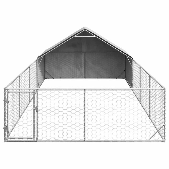 Udendørs hundegård med løbegård 7x3x1,9 m Galvaniseret stål
