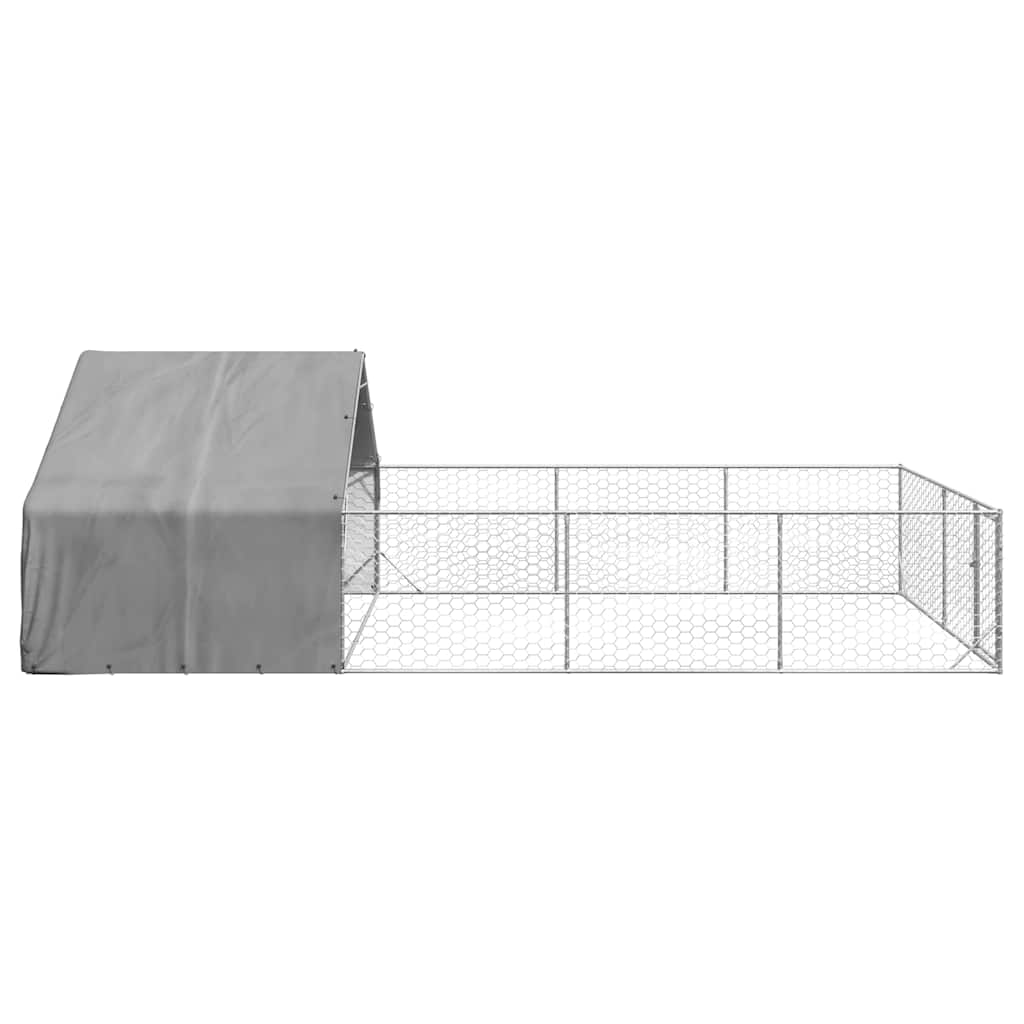 Udendørs hundegård med løbegård 7x3x1,9 m Galvaniseret stål