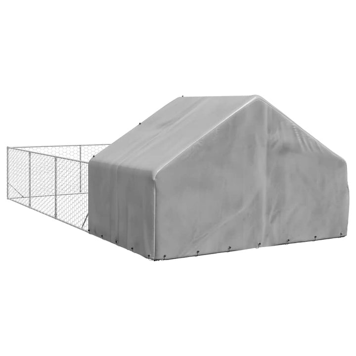 Udendørs hundegård med løbegård 7x3x1,9 m Galvaniseret stål
