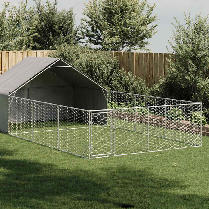 Udendørs hundegård med løbegård 7x3x1,9 m Galvaniseret stål