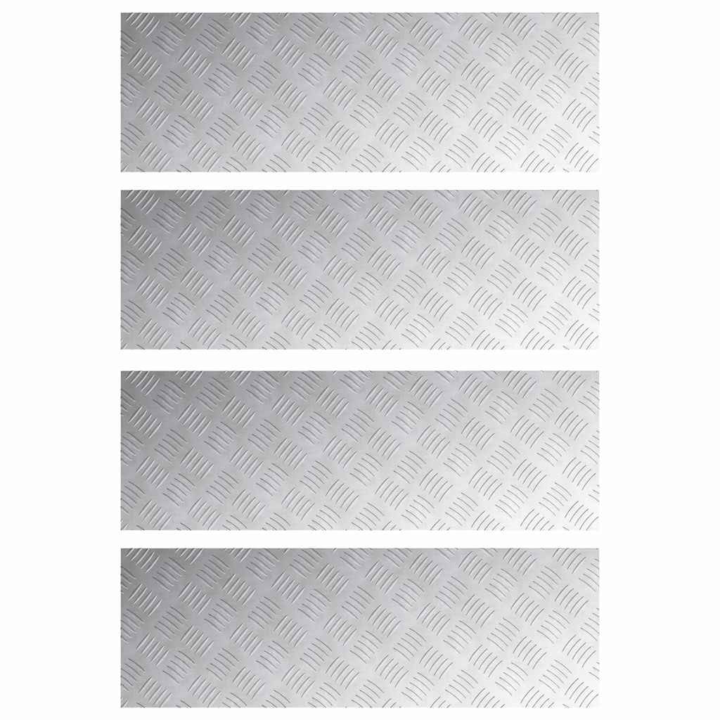 Checker plader 4 pcs Sølv 90 x 30 cm Aluminium
