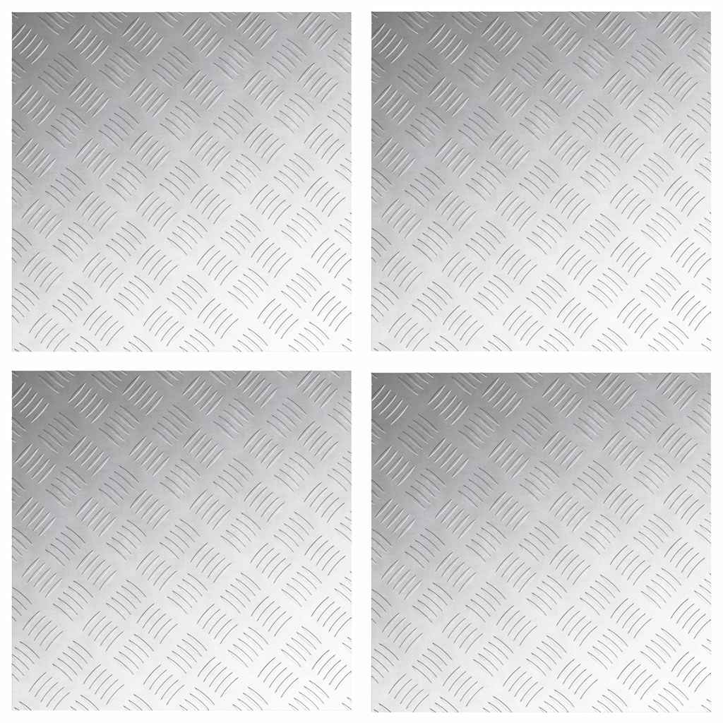 Checker plader 4 pcs Sølv 50 x 50 cm Aluminium