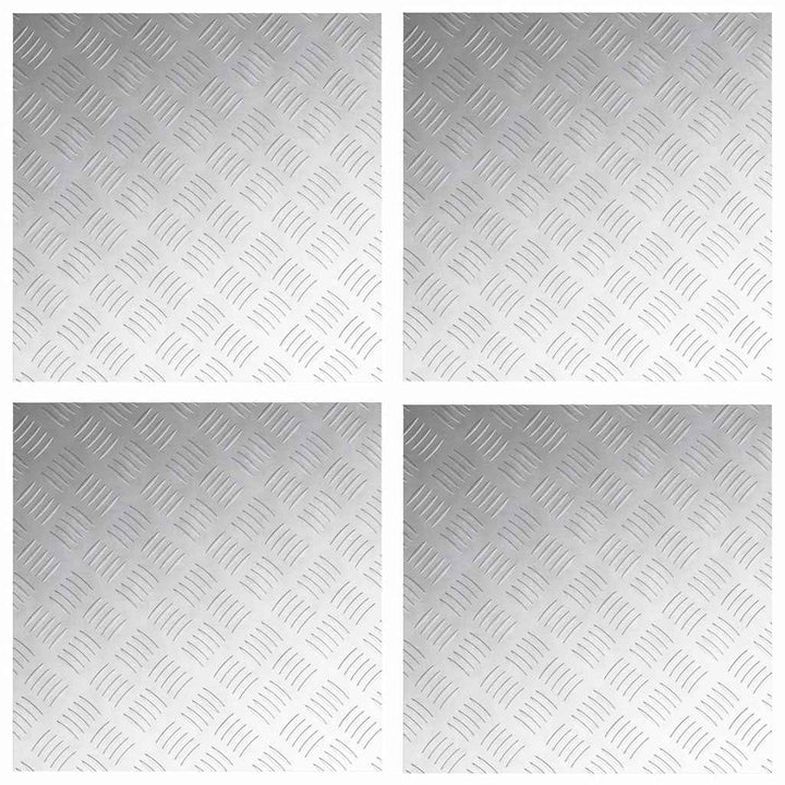 Checker plader 4 pcs Sølv 50 x 50 cm Aluminium