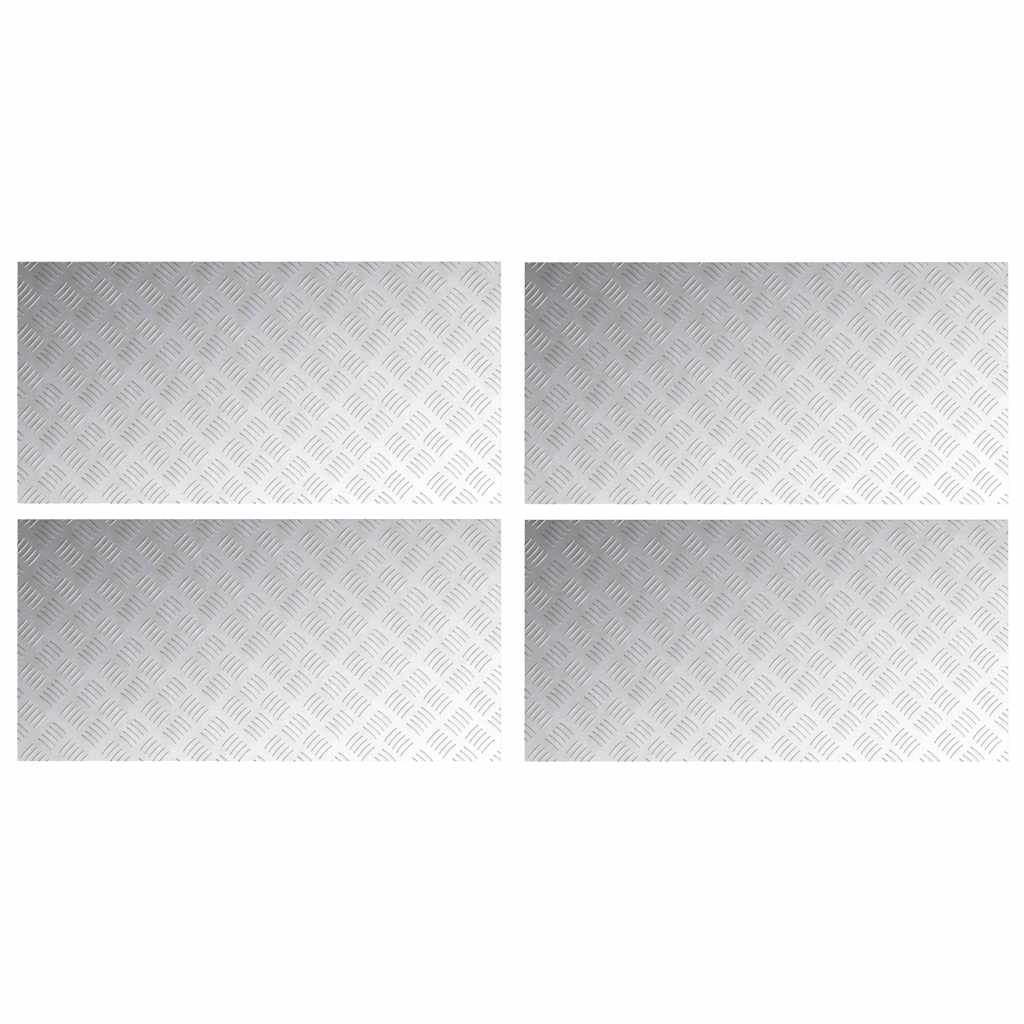 Checker plader 4 pcs Sølv 100 x 50 cm Aluminium