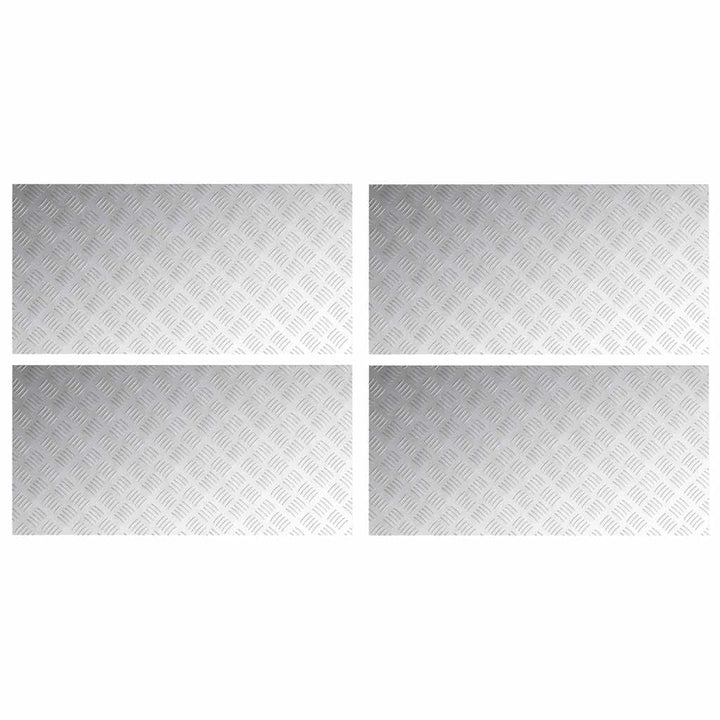 Checker plader 4 pcs Sølv 100 x 50 cm Aluminium