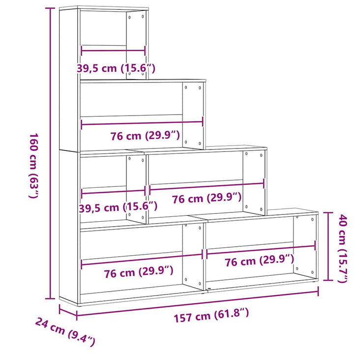 Bogskab Sort eg 155 x 24 x 160 cm Konstrueret træ