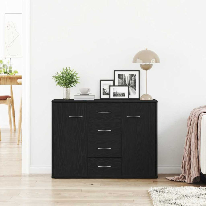 skænk 88x30x64 cm konstrueret træ sort egetræsfarve