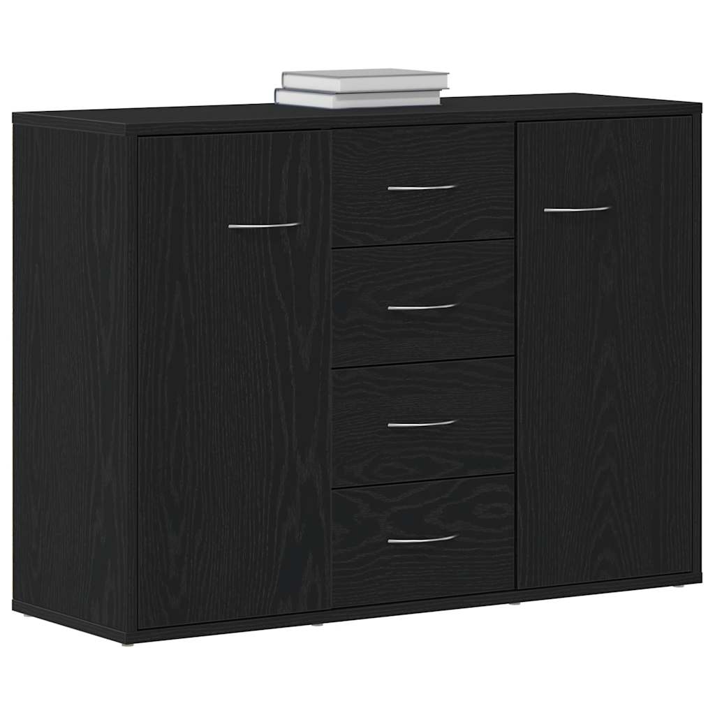 skænk 88x30x64 cm konstrueret træ sort egetræsfarve