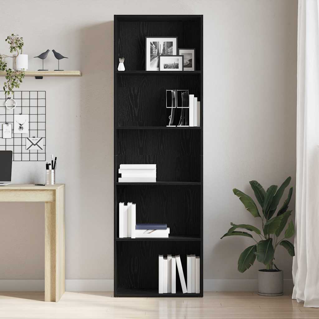bogreol 60x30x189 cm konstrueret træ sort egetræsfarve