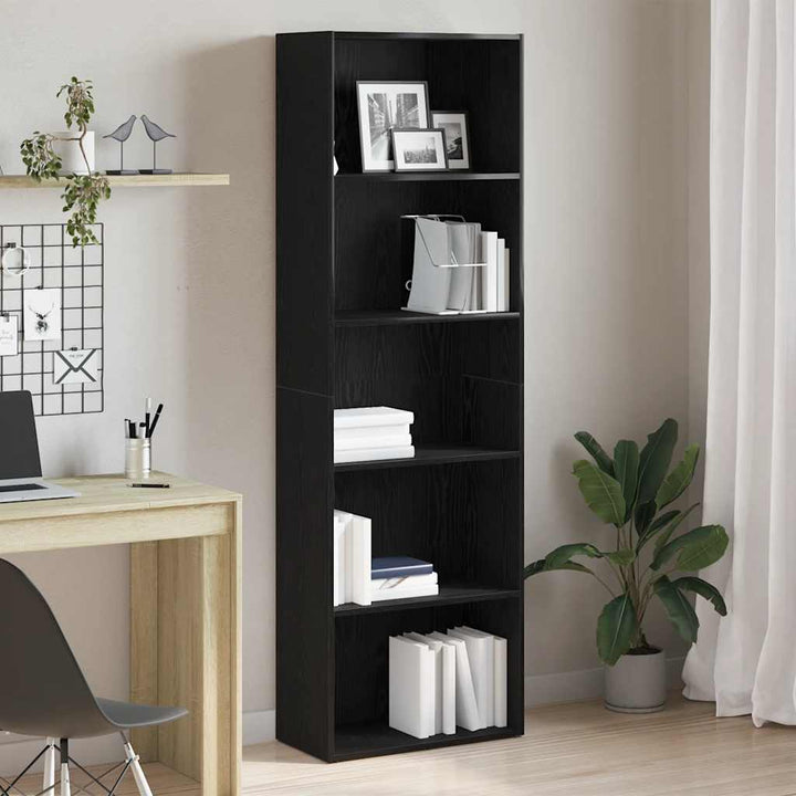 bogreol 60x30x189 cm konstrueret træ sort egetræsfarve