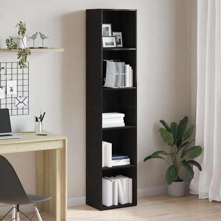 bogreol 40x30x189 cm konstrueret træ sort egetræsfarve