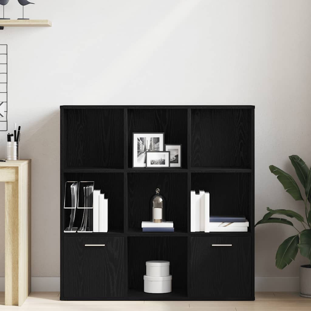 bogskab 98x29x97,5 cm konstrueret træ sort egetræsfarve