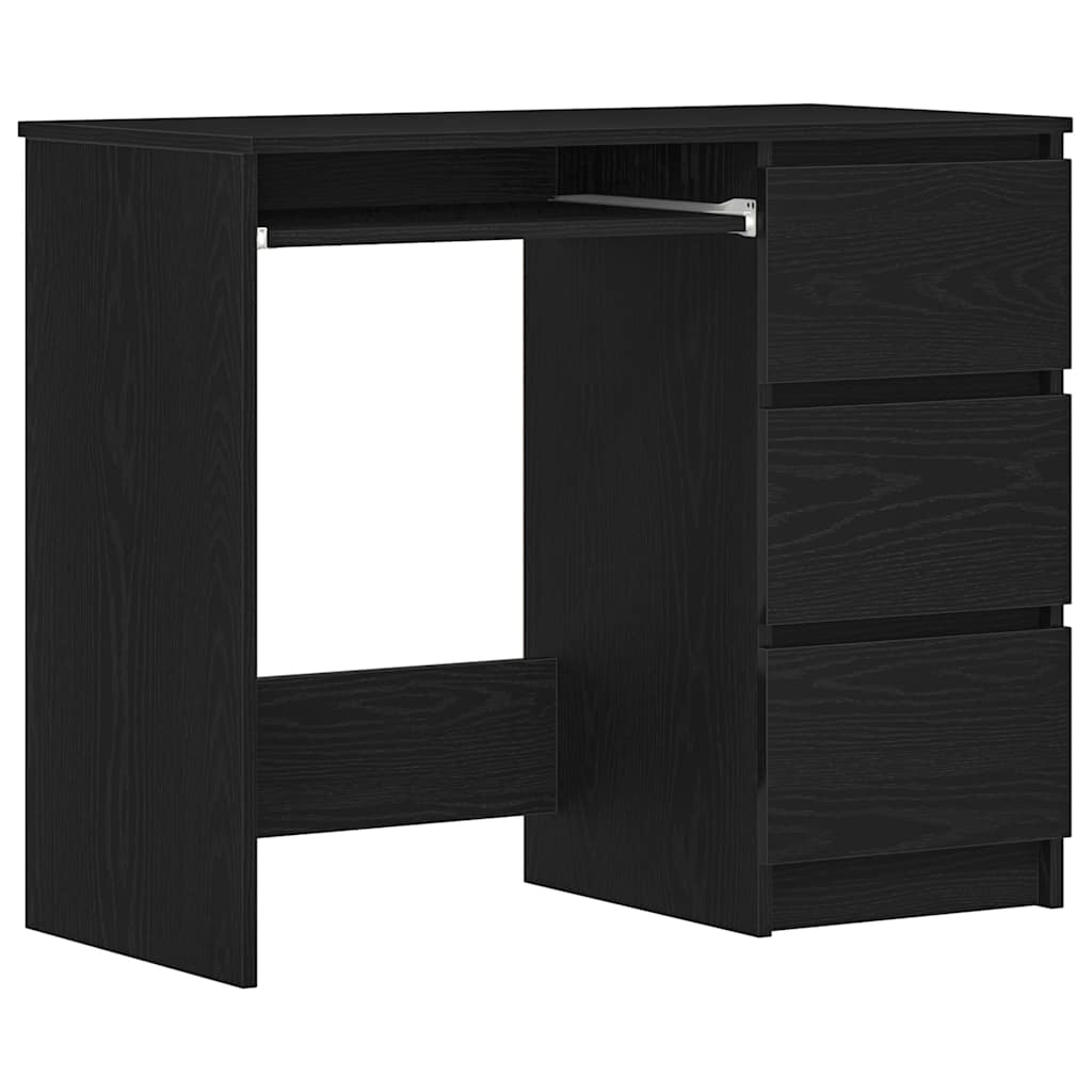 skrivebord 90x45x76 cm konstrueret træ sort-eg