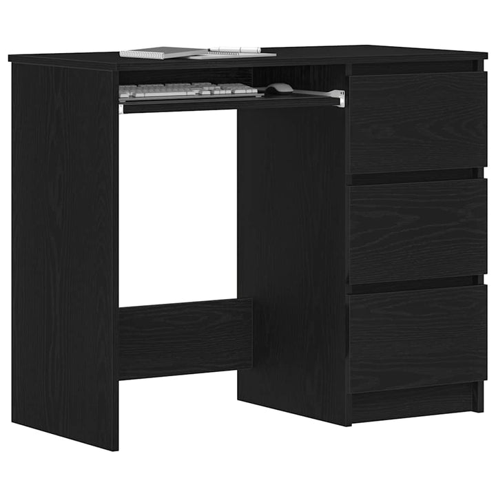 skrivebord 90x45x76 cm konstrueret træ sort-eg