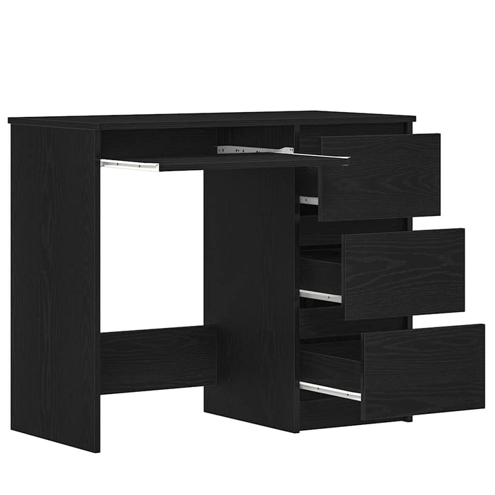 skrivebord 90x45x76 cm konstrueret træ sort-eg