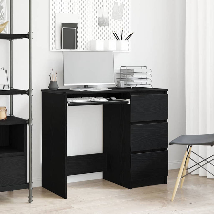 skrivebord 90x45x76 cm konstrueret træ sort-eg