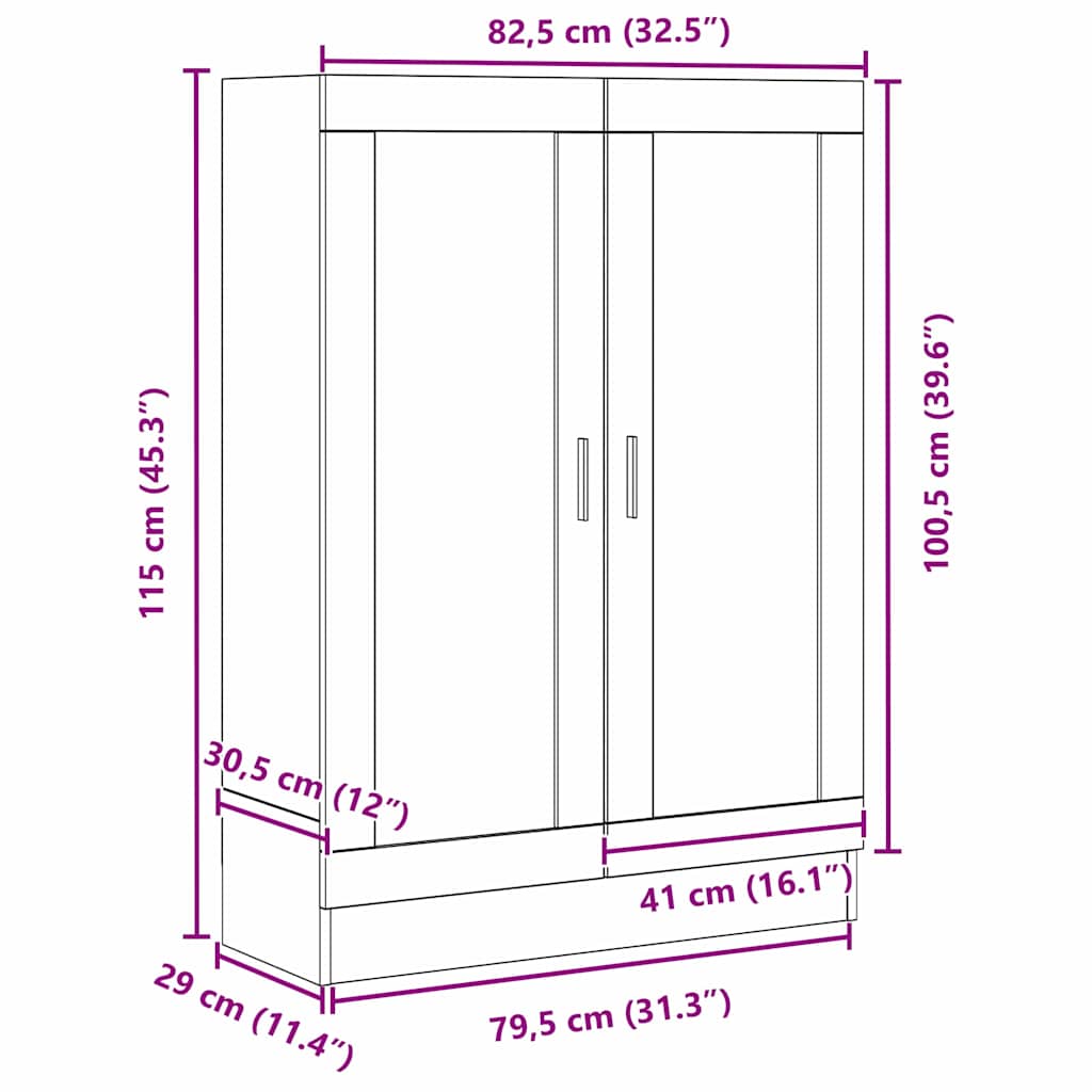 Bogskab Sort eg 82.5 x 30.5 x 115 cm Konstrueret træ