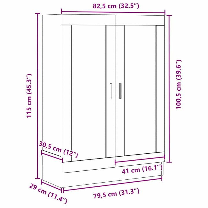 Bogskab Sort eg 82.5 x 30.5 x 115 cm Konstrueret træ