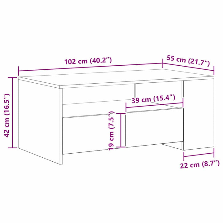 Sofabord with Drawer Sort eg 102 x 55 x 43,5 cm Konstrueret træ