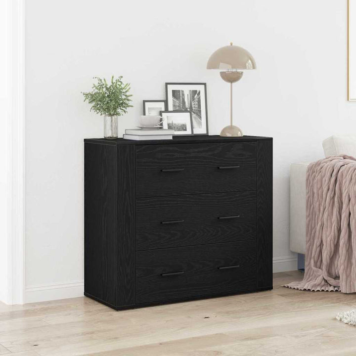Sort egetræ sideboard Sort eg 80 x 33 x 70 cm Konstrueret træ