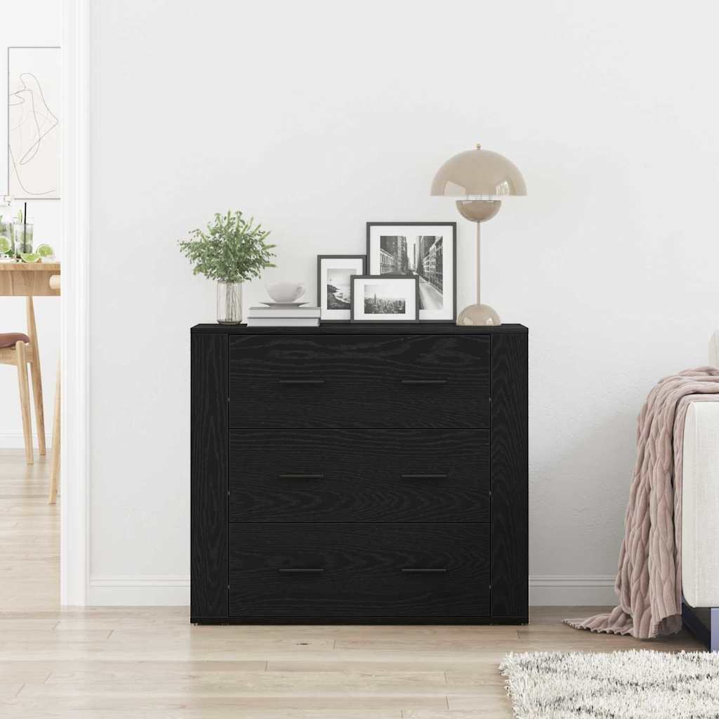 Sort egetræ sideboard Sort eg 80 x 33 x 70 cm Konstrueret træ