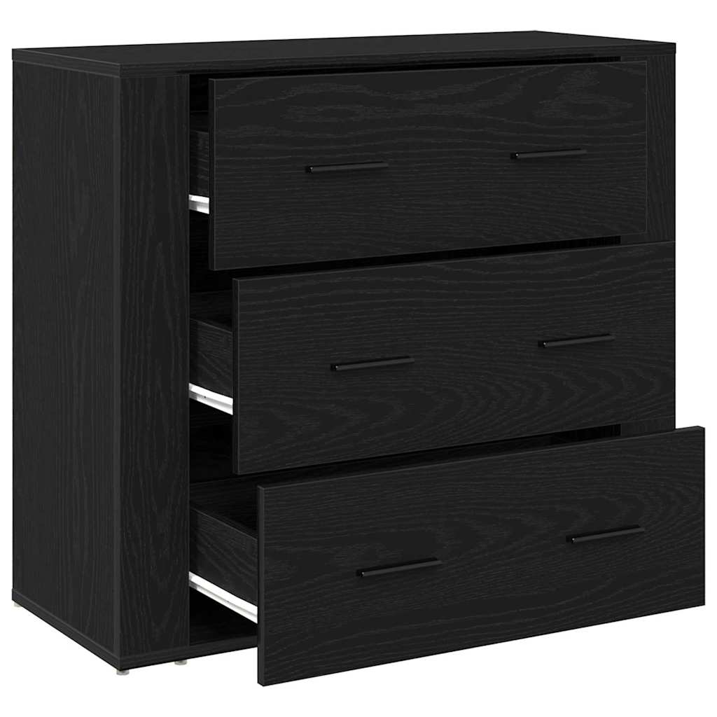 Sort egetræ sideboard Sort eg 80 x 33 x 70 cm Konstrueret træ