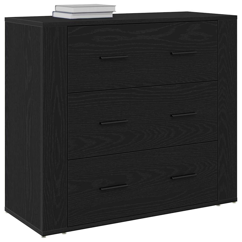 Sort egetræ sideboard Sort eg 80 x 33 x 70 cm Konstrueret træ