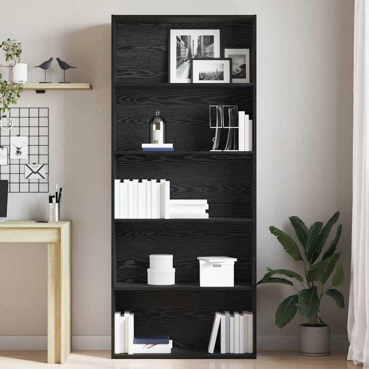 bogreol 80x30x189 cm konstrueret træ sort egetræ